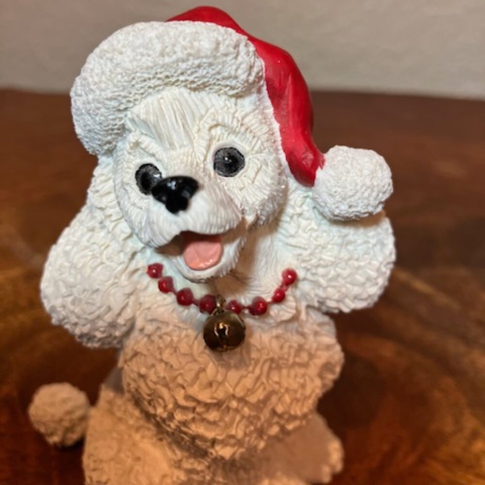 Christmas Poodle‎ with Jingle Bell Collar Figurine 4"